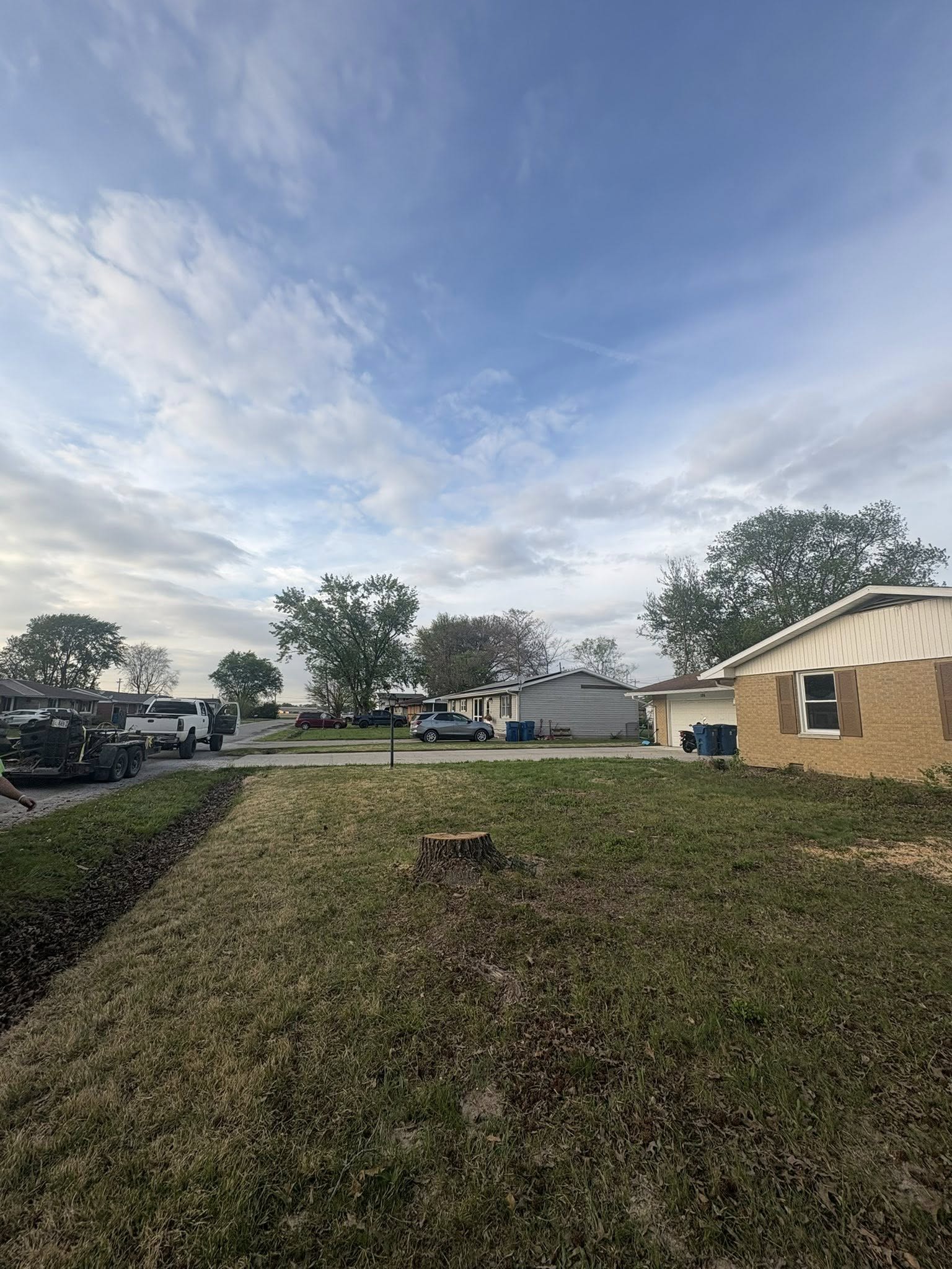 Stump ground out in residential backyard