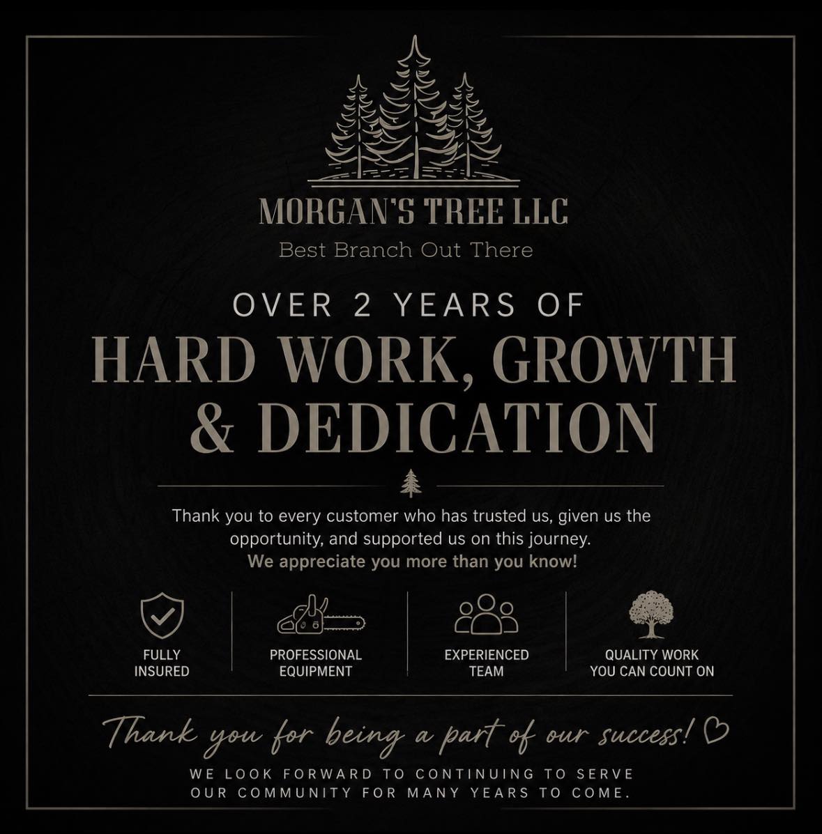 Morgan's Tree LLC — over 2 years of hard work, growth and dedication